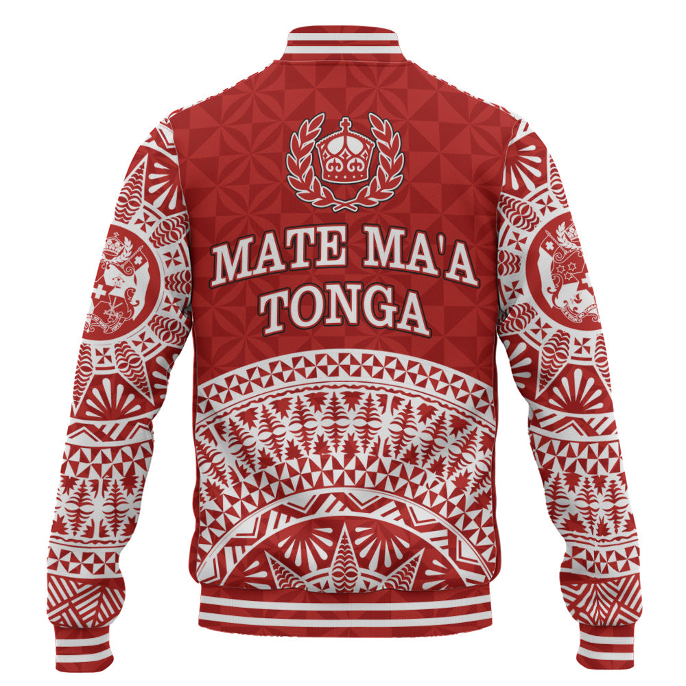 Tonga Baseball Jacket Royal Tongan Crest Polynesian Tribal Rugby Heritage Style