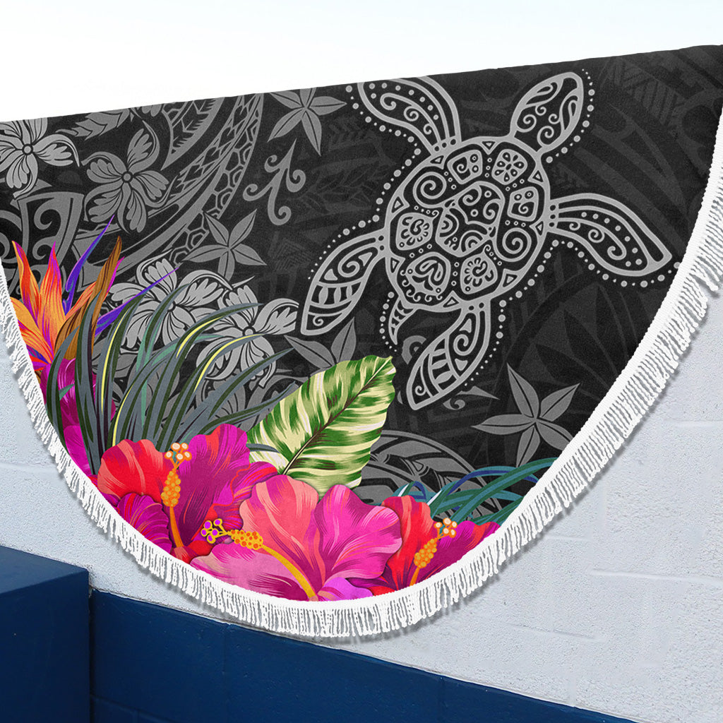 Hawaii Beach Blanket Tropical Honu Hibiscus Garden Style