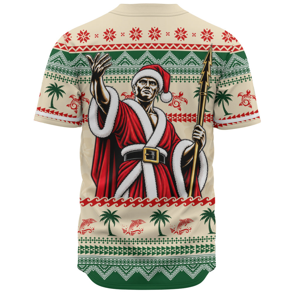 Hawaii Baseball Shirt Mele Kalikimaka King Kamehameha Santa Polynesian Tribal Heritage