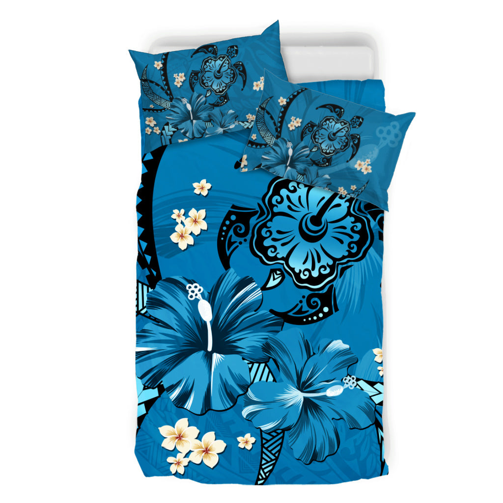 Hawaii Bedding Set Blue Honu Hibiscus Island Harmony