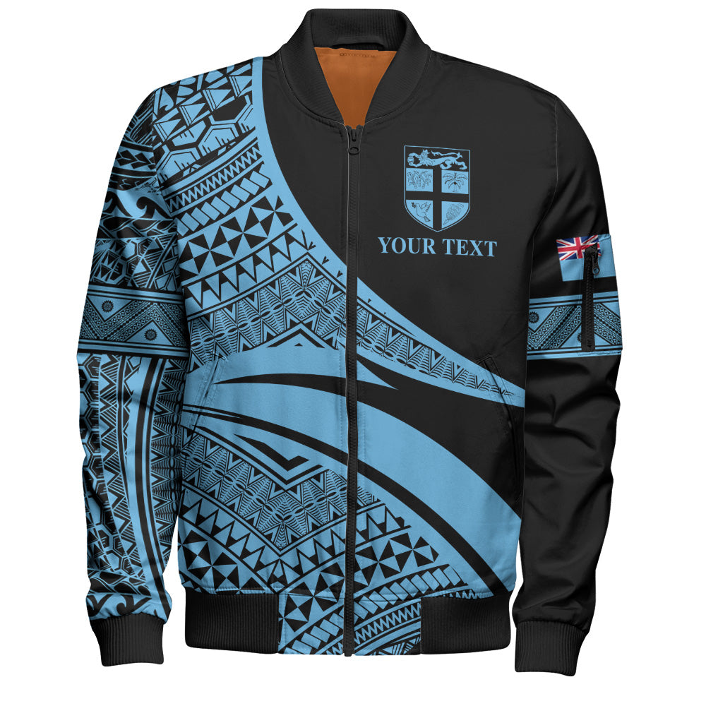 Fiji Bomber Jacket Coat Of Arms Flag Masi Tapa Tribal Style