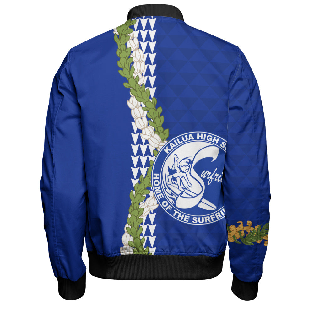Kailua High School Bomber Jacket Puakenikeni Maile Flower Lei