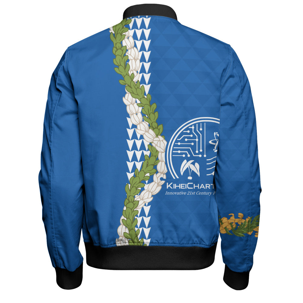 Kihei Charter School Bomber Jacket Puakenikeni Maile Flower Lei