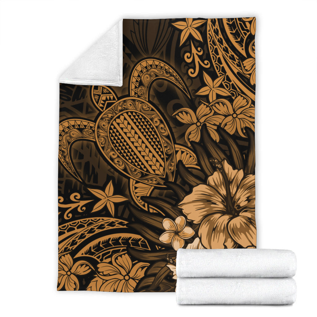 Hawaii Premium Blanket Turtle Hibiscus Polynesian Tribal Paradise
