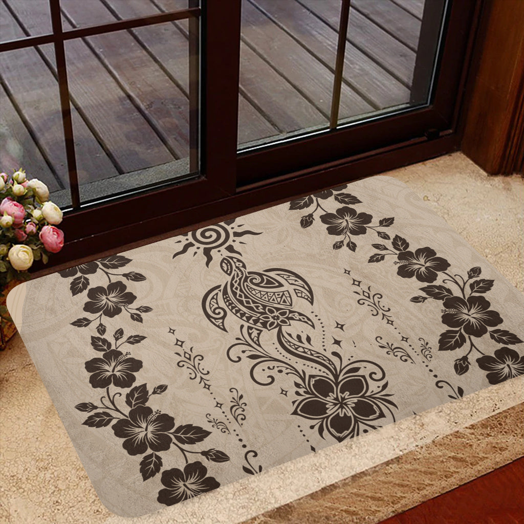 Hawaii Doormat Vintage Honu Hibiscus Floral Elegance