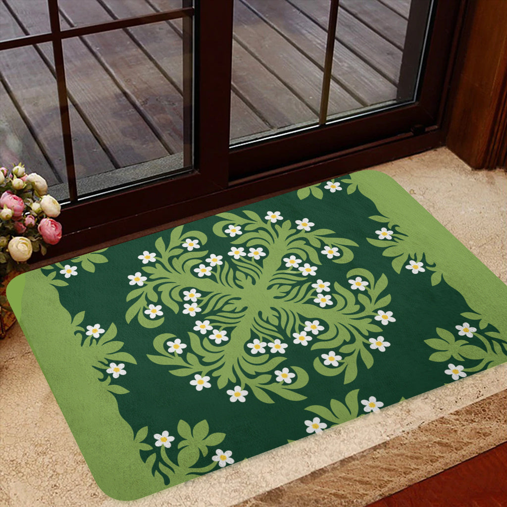 Hawaii Doormat Emerald Tropical Floral Garden Elegance