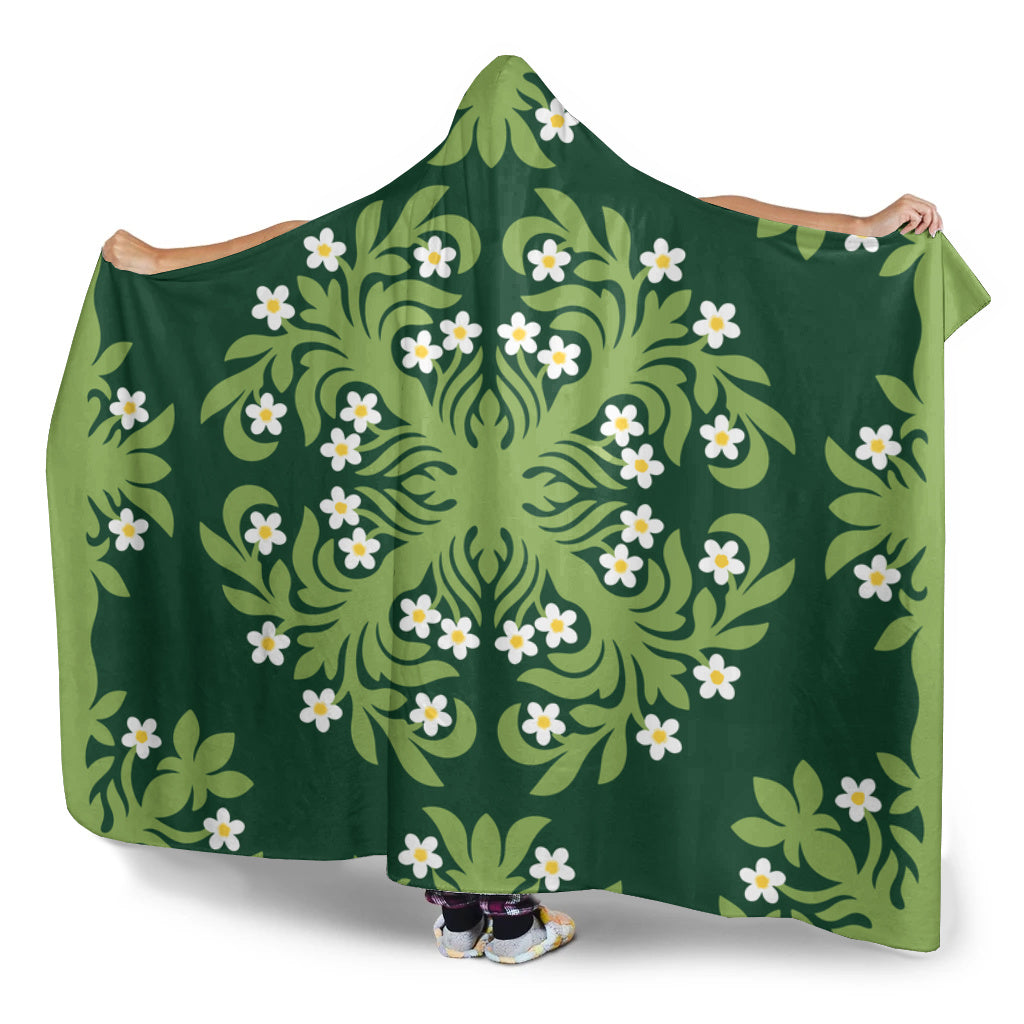 Hawaii Hooded Blanket Emerald Tropical Floral Garden Elegance