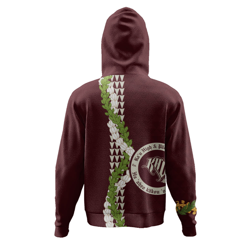 Kaʻū High & Pāhala Elementary School Hoodie Puakenikeni Maile Flower Lei