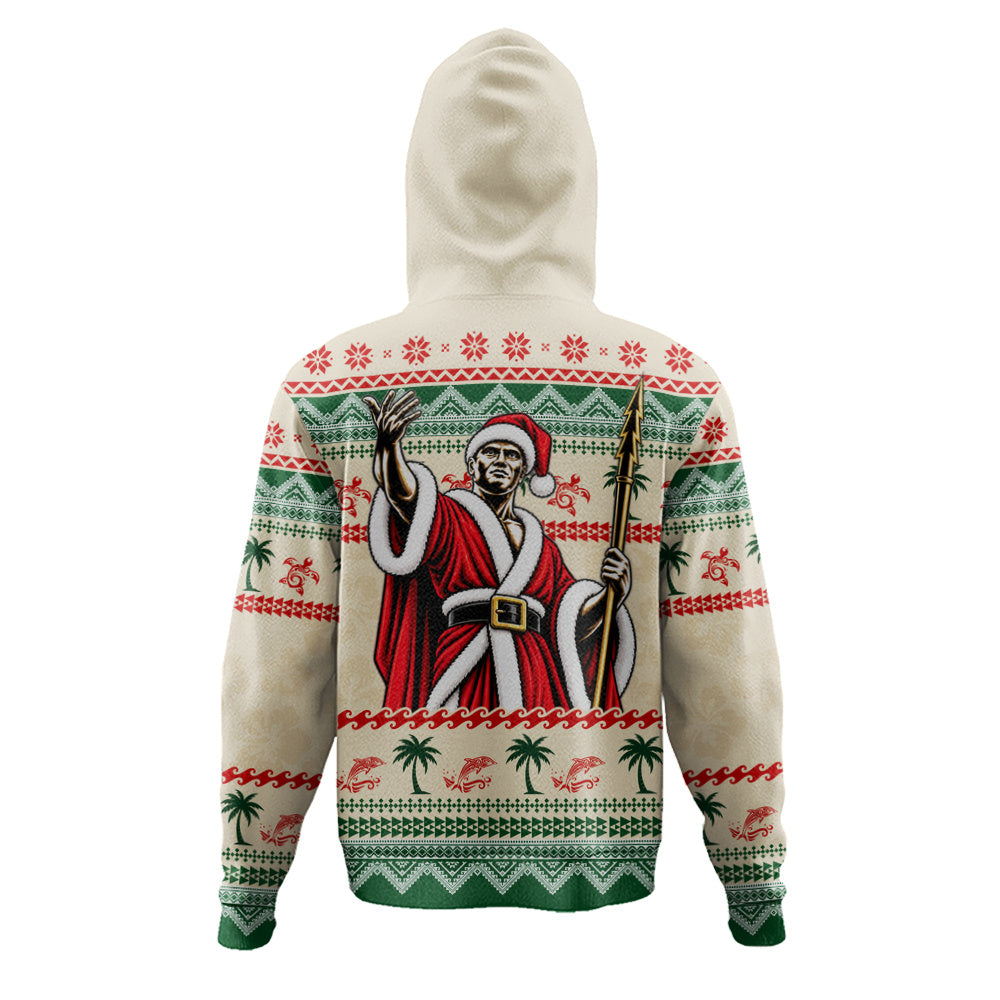 Hawaii Hoodie Mele Kalikimaka King Kamehameha Santa Polynesian Tribal Heritage