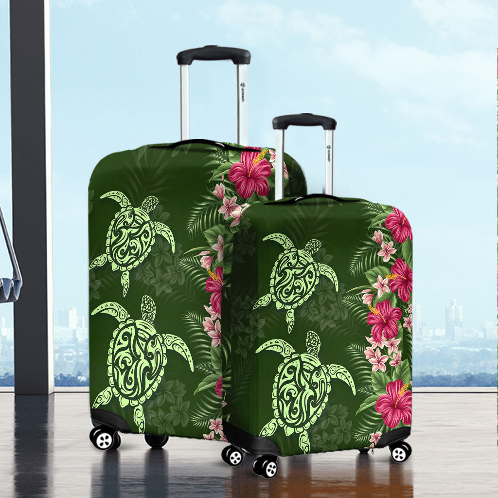 Hawaii Luggage Cover Polynesian Sea Turtle Hibiscus Tropical Style
