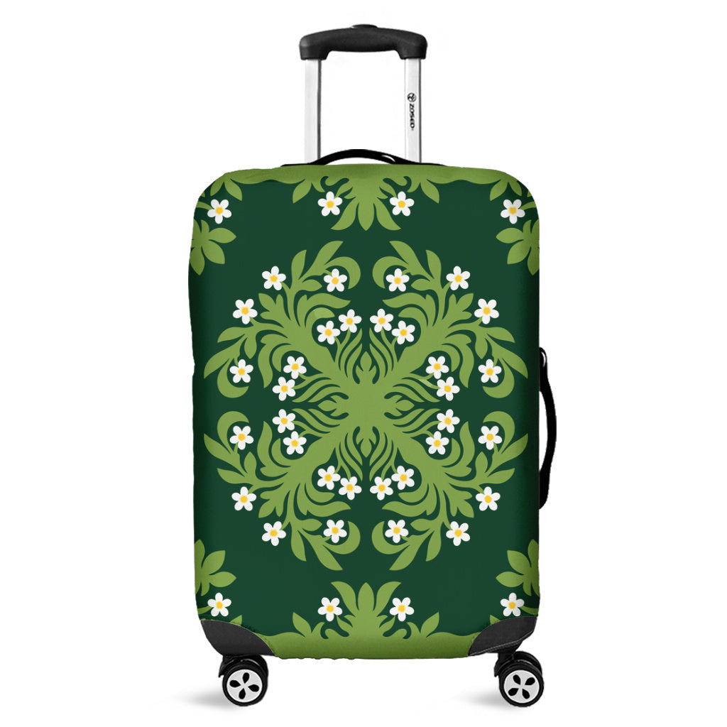 Hawaii Luggage Cover Emerald Tropical Floral Garden Elegance