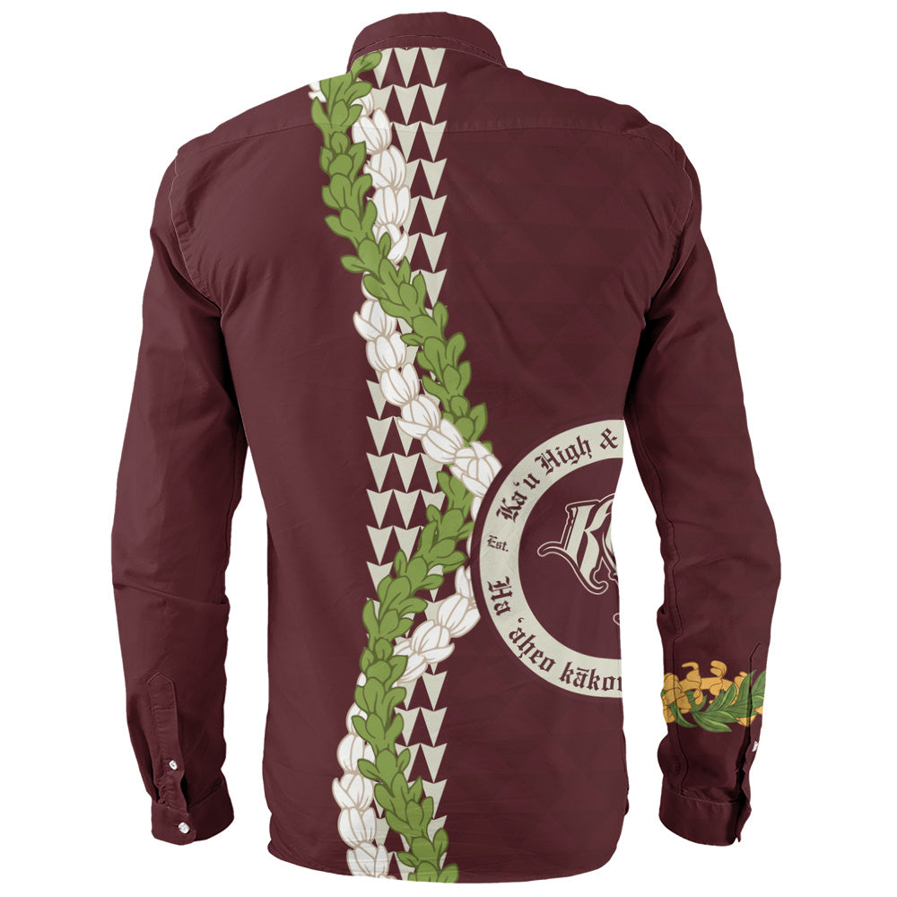 Kaʻū High & Pāhala Elementary School Long Sleeve Shirt Puakenikeni Maile Flower Lei
