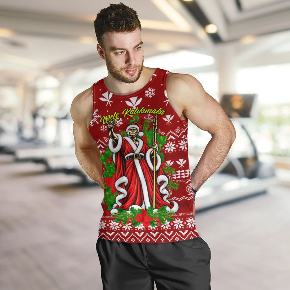 Hawaii Tank Top Mele Kalikimaka King Kamehameha Santa Polynesian Holiday Spirit