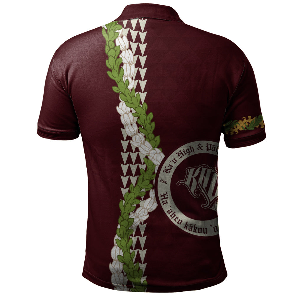 Kaʻū High & Pāhala Elementary School Polo Shirt Puakenikeni Maile Flower Lei