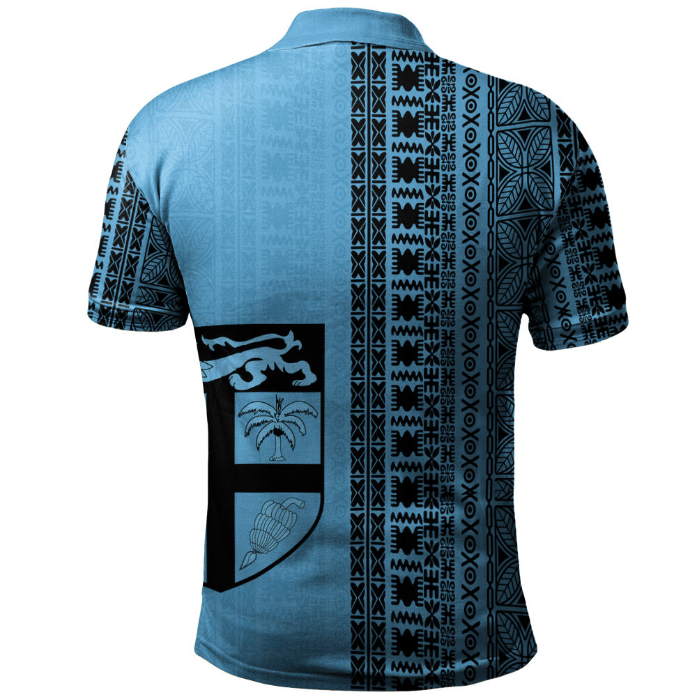 Fiji Polo Shirt Fijian Flag National Crest Masi Tribal Heritage