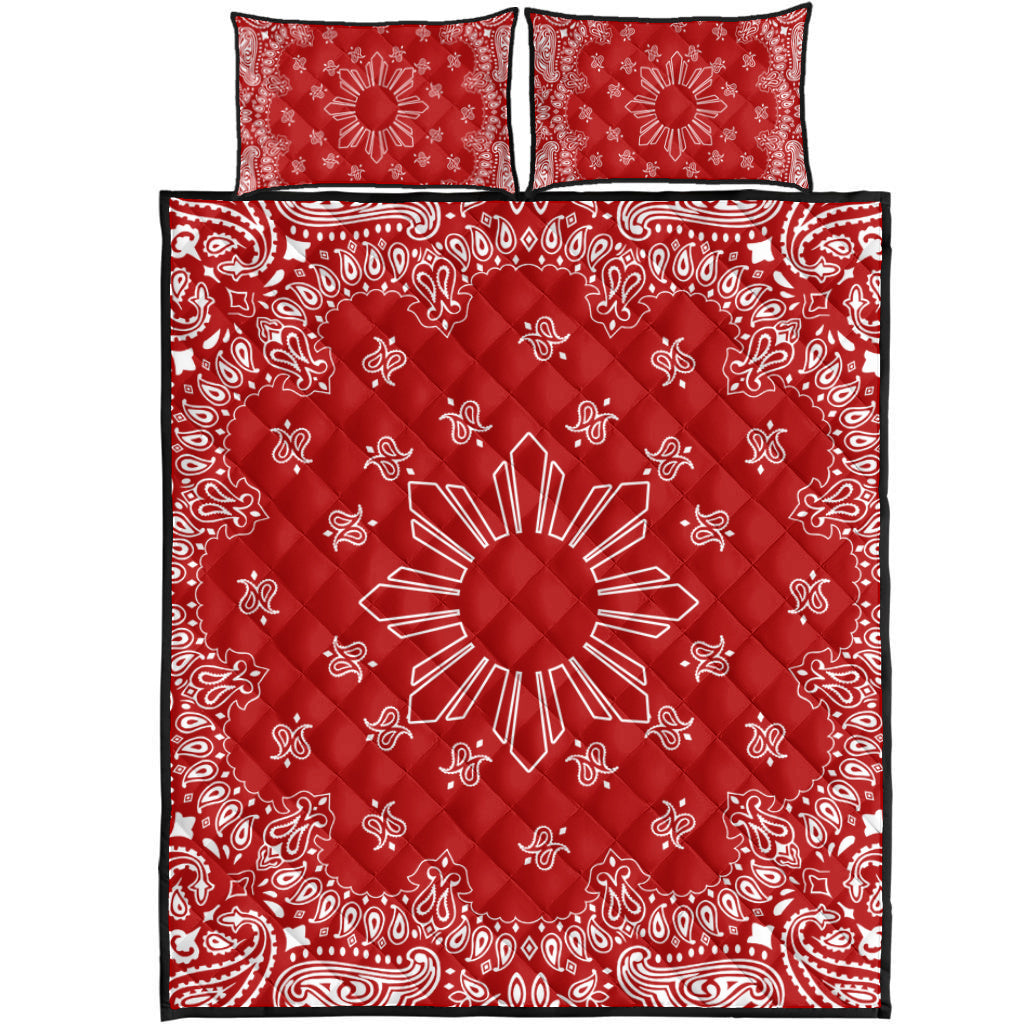 Philippines Filipinos Quilt Bed Set Sun Bandana Paisley Print Heritage