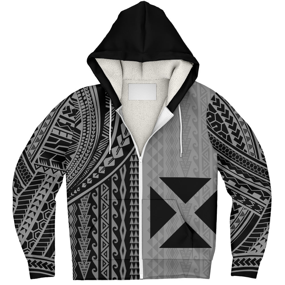 Wallis And Futuna Sherpa Hoodie Polynesian Tattoo
