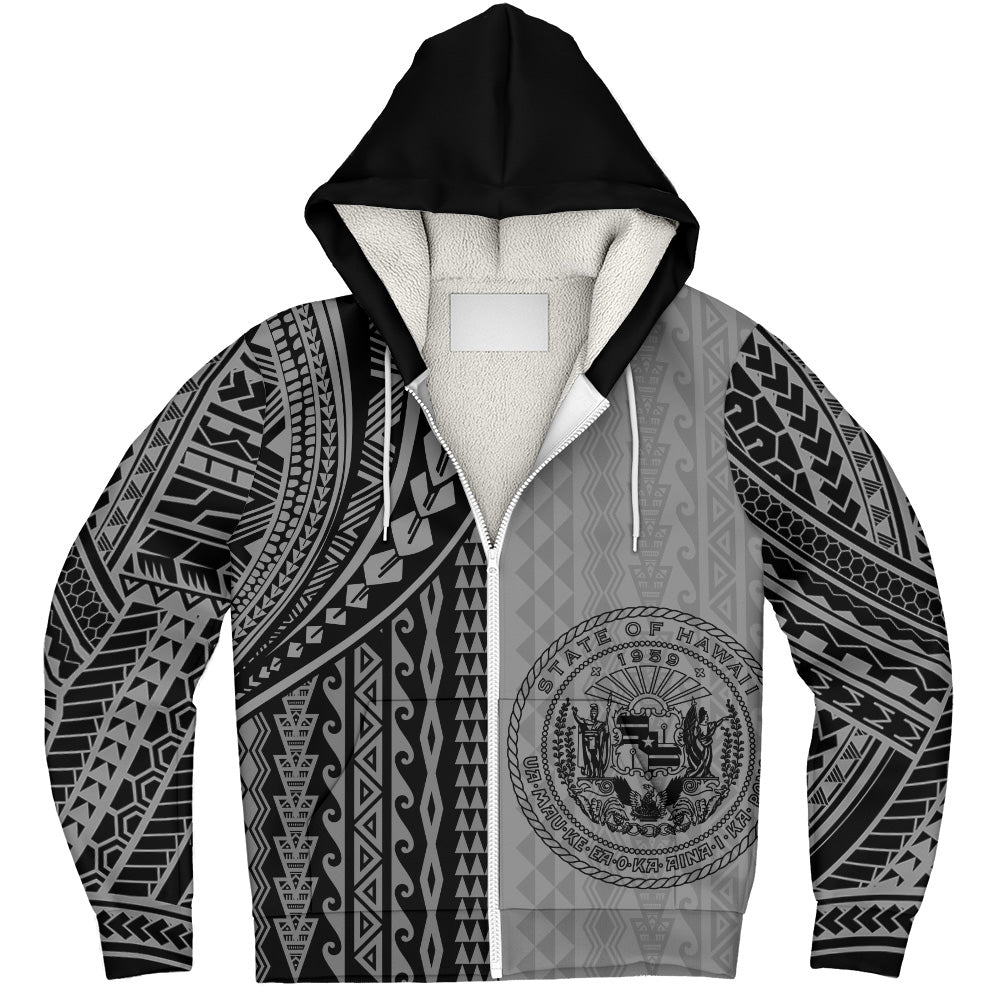 Hawaii Sherpa Hoodie Polynesian Tattoo