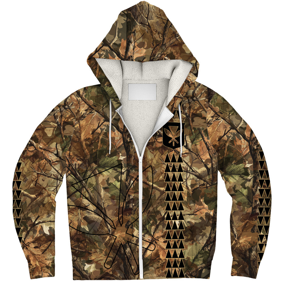 Hawaii Sherpa Hoodie Woodland Kanaka Camo Style