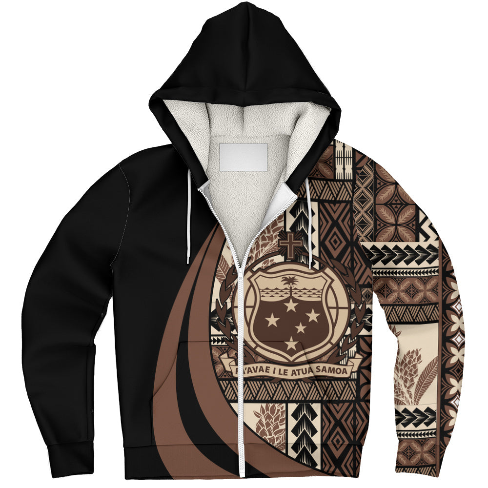 Samoa Sherpa Hoodie Faavae i le Atua Siapo Tribal Heritage