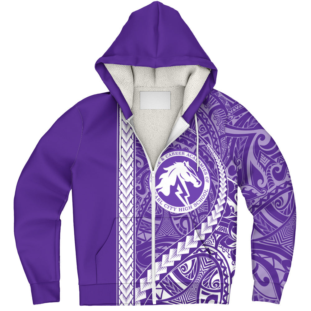 Pearl City High School (Hawaii) Sherpa Hoodie Tribal Polynesian Pride Style