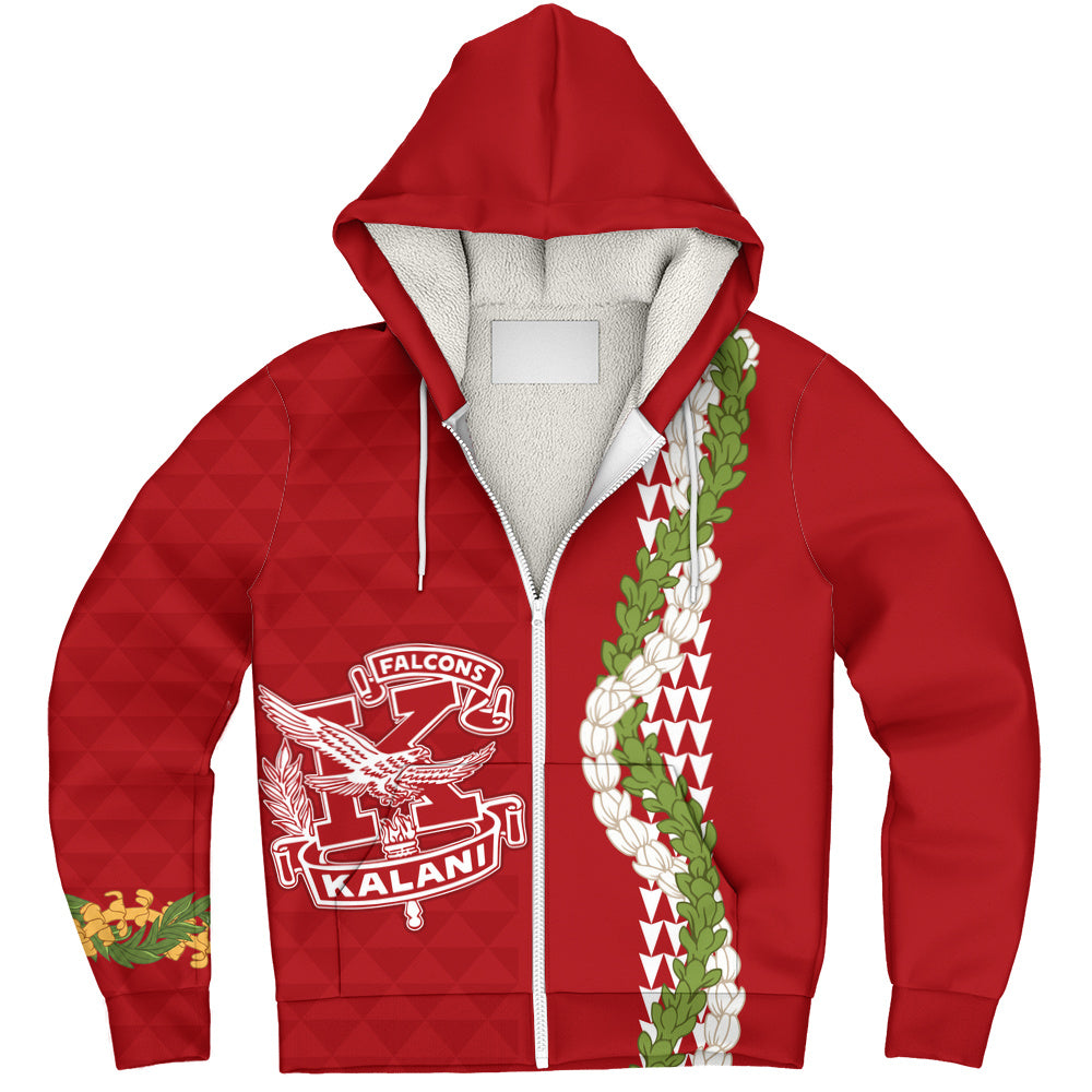 Kalani High School Sherpa Hoodie Puakenikeni Maile Flower Lei