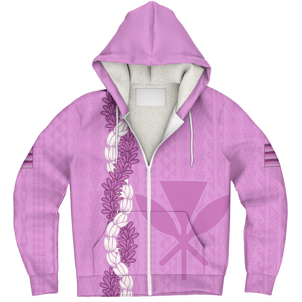 Hawaii Sherpa Hoodie Flower Lei Kanaka Maoli Polynesia Island Style