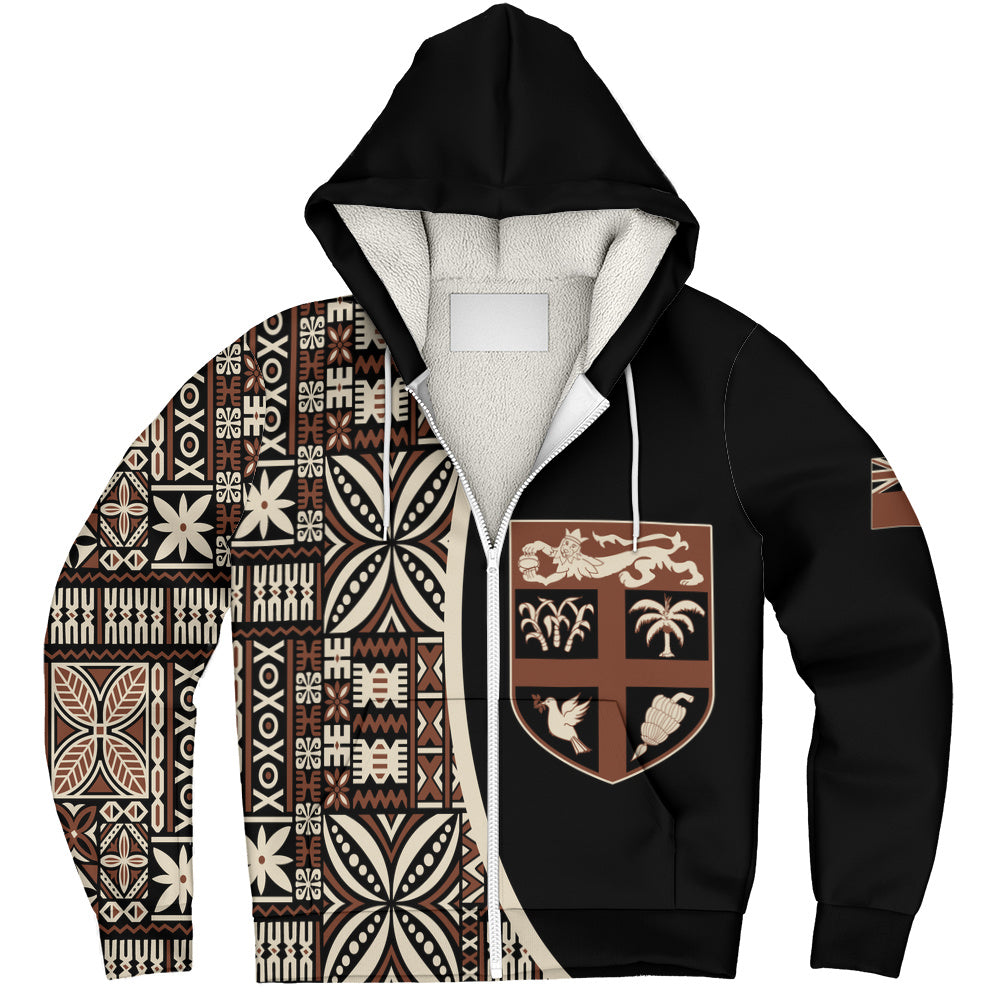Fiji Sherpa Hoodie Coat Of Arms Traditional Fijian Tribal Heritage