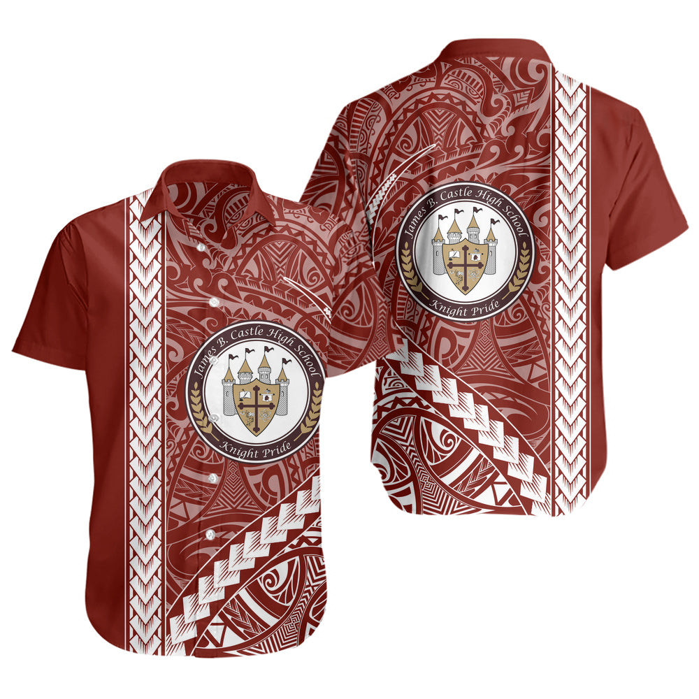 James B. Castle High School Short Sleeve Shirt Tribal Polynesian Pride Style
