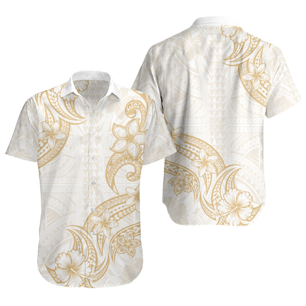 Hawaii Short Sleeve Shirt Plumeria Tribal Wave
