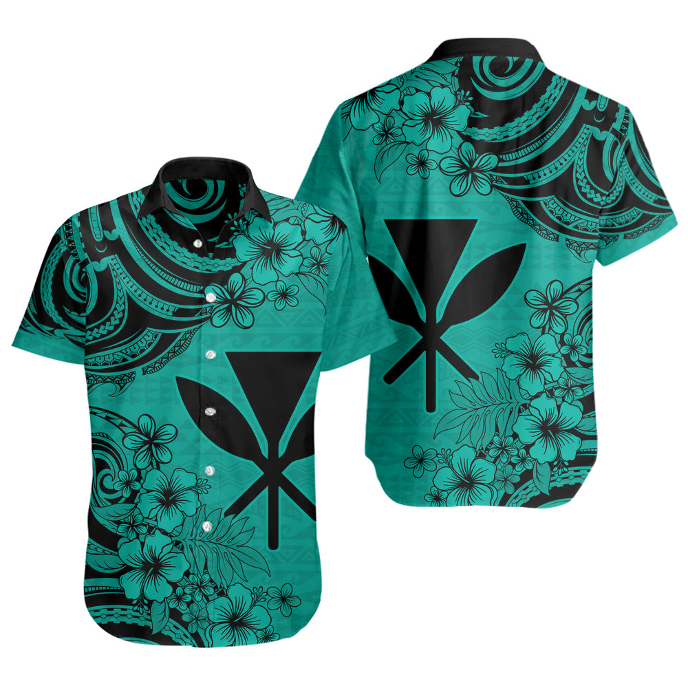 Hawaii Short Sleeve Shirt Kanaka Maoli Hibiscus Polynesian Tribal Print Style