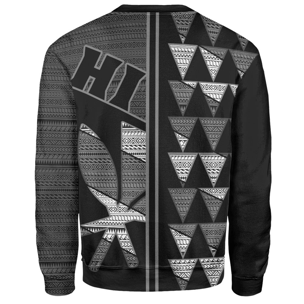 Hawaii Sweatshirt HI Spear Monochrome Tribal Pattern