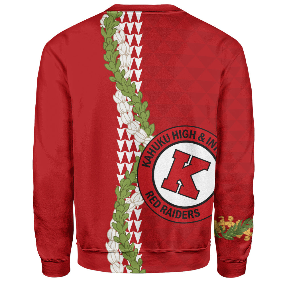 Kahuku High & Intermediate School Sweatshirt Puakenikeni Maile Flower Lei