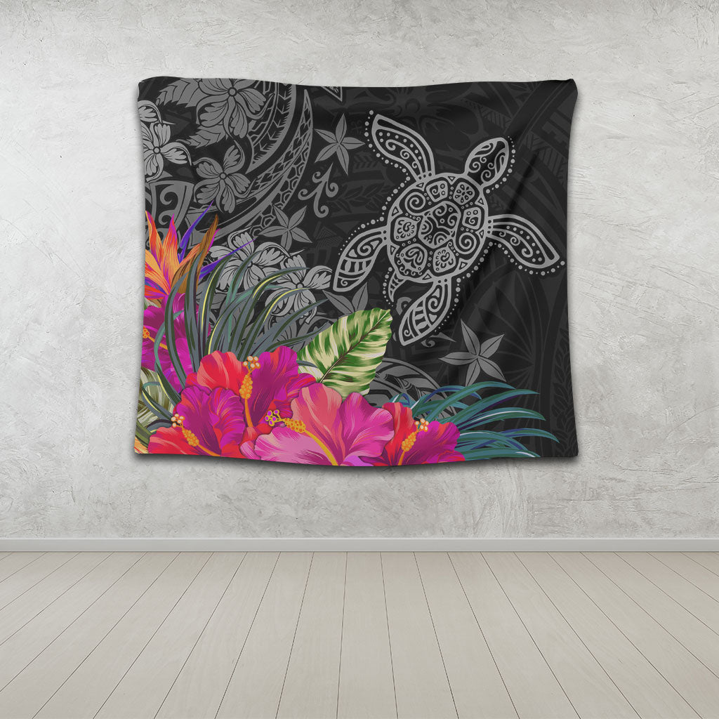 Hawaii Tapestry Tropical Honu Hibiscus Garden Style
