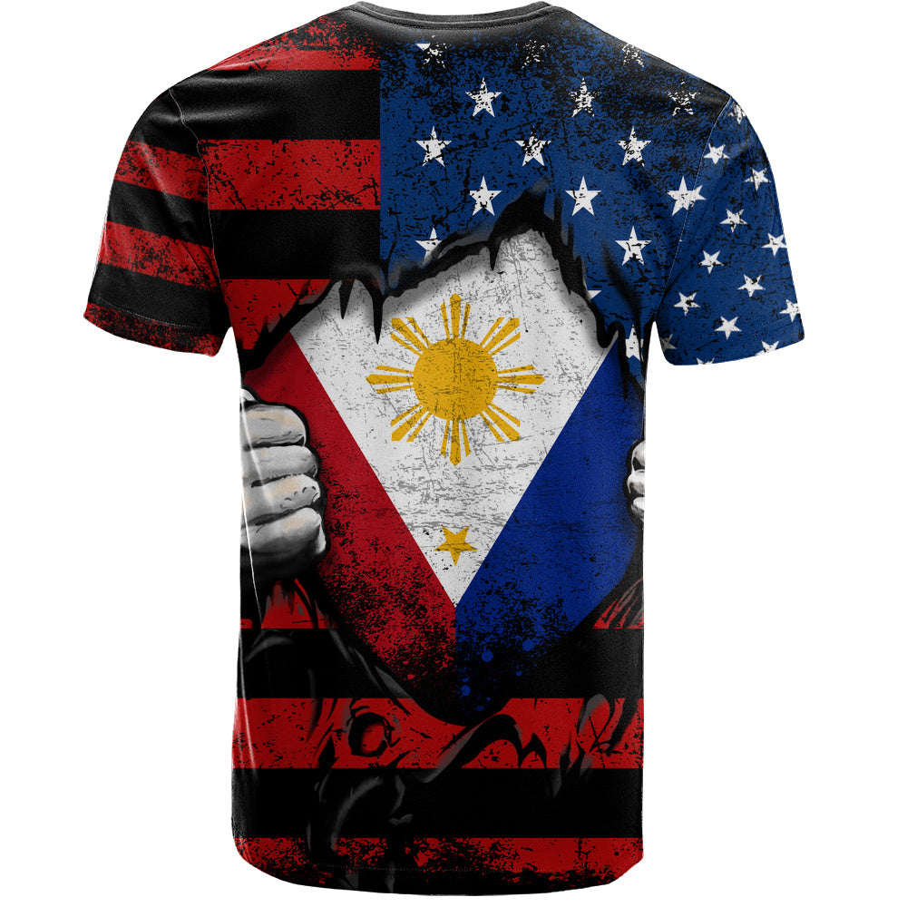 Philippines Filipinos T-Shirt Heart American Soul