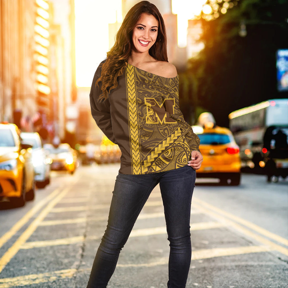 Mililani High School Off Shoulder Sweatshirt Tribal Polynesian Pride Style