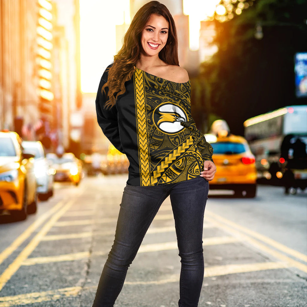 Nanakuli High and Intermediate School Off Shoulder Sweatshirt Tribal Polynesian Pride Style
