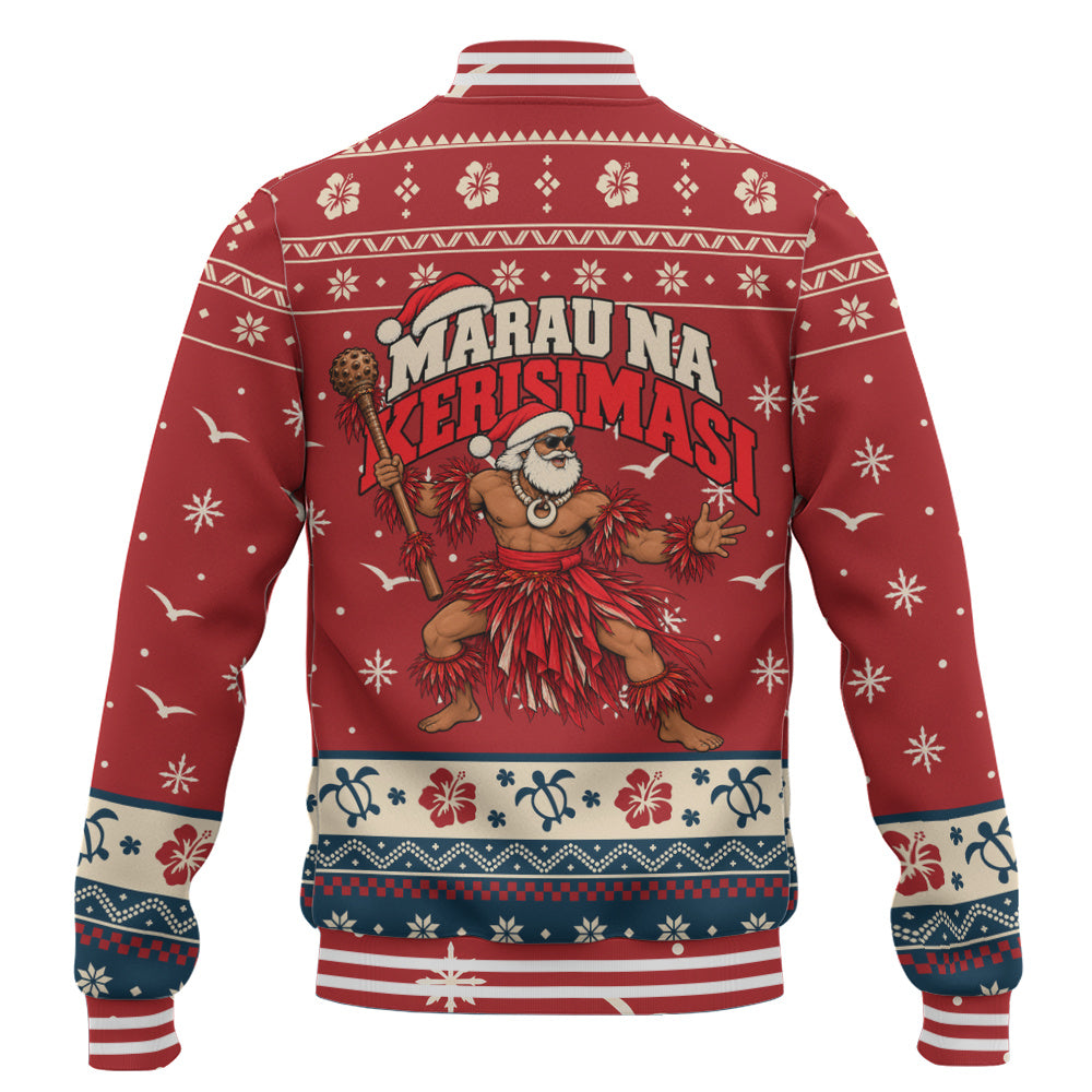 Fiji Baseball Jacket Ugly Christmas Marau na Kerisimasi Fijian Warrior Santa