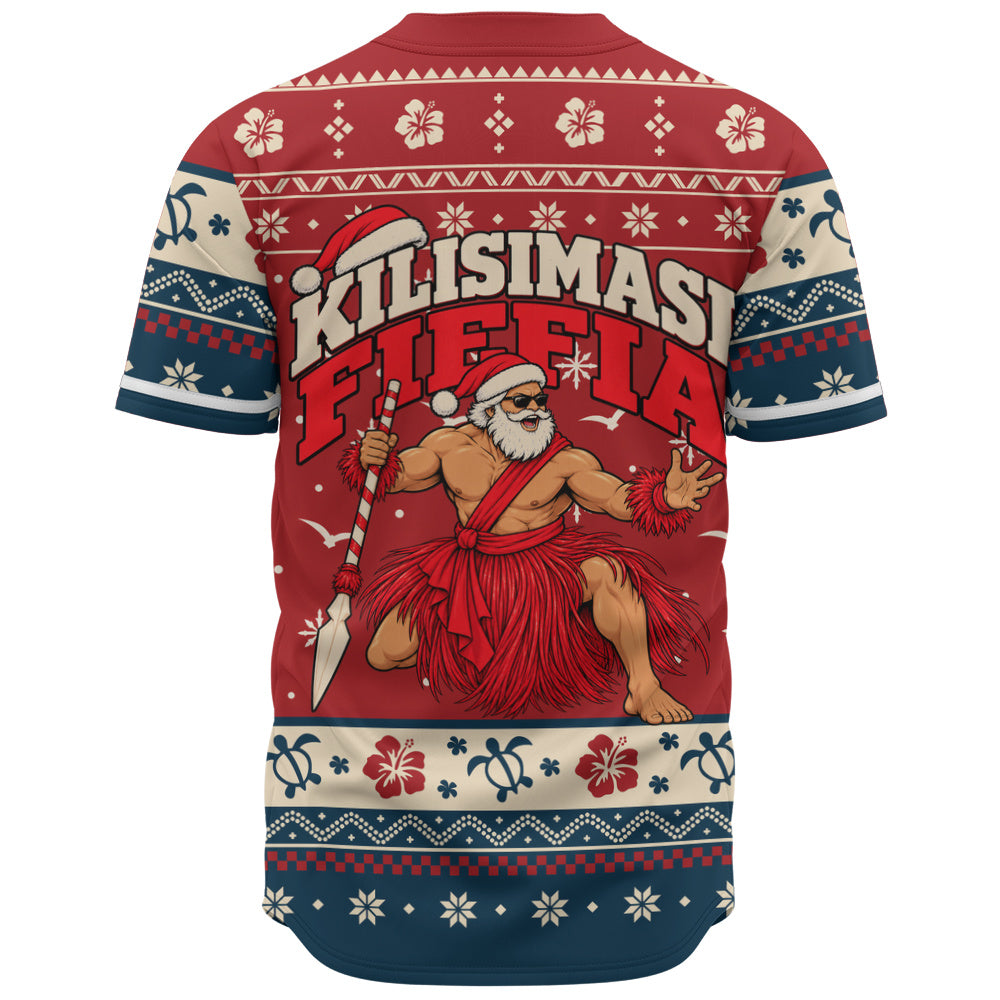 Tonga Baseball Shirt Ugly Christmas Kilisimasi Fiefia Tongan Warrior Santa