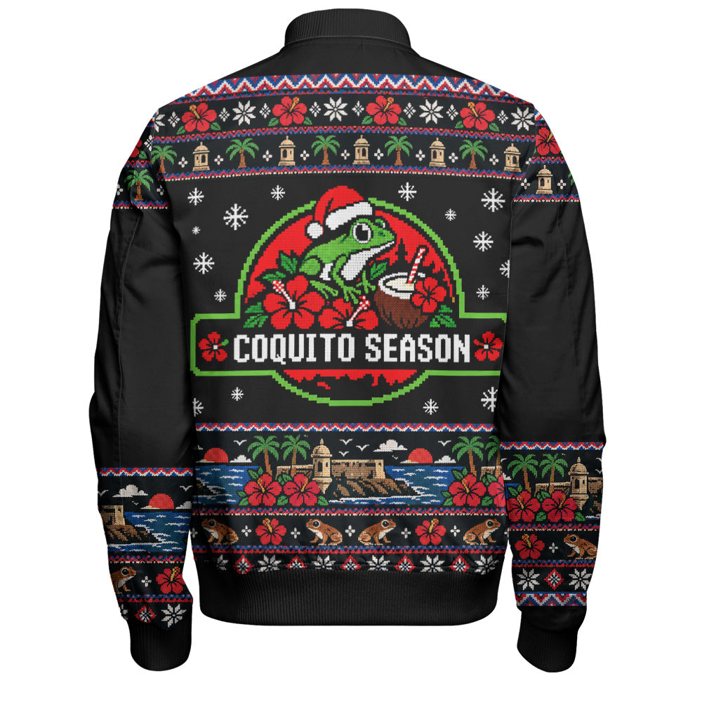 Puerto Rico Bomber Jacket Coquito Season Puerto Rico Christmas Ugly Style