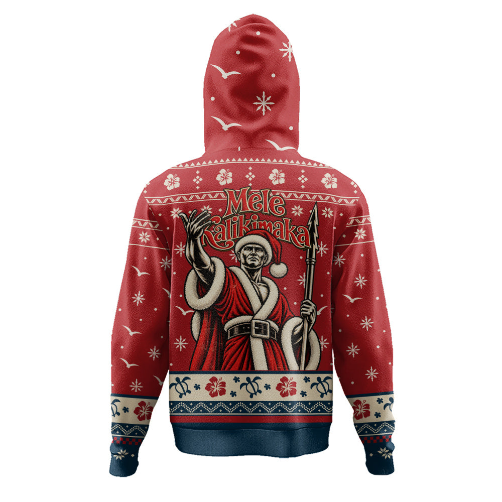 Hawaii Hoodie Ugly Christmas Mele Kalikimaka King Kamehameha