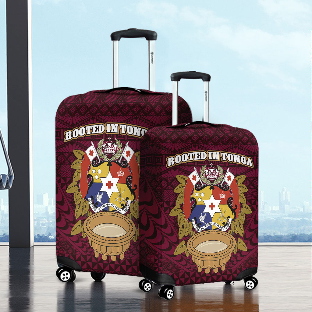 Tonga Luggage Cover Rooted In Tonga Coat Of Arms Kava Bowl Ngatu Style