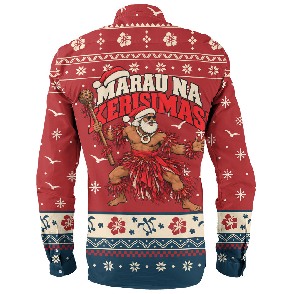 Fiji Long Sleeve Shirt Ugly Christmas Marau na Kerisimasi Fijian Warrior Santa