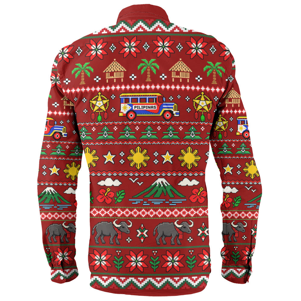 Philippines Filipinos Long Sleeve Shirt Maligayang Pasko Pattern Style