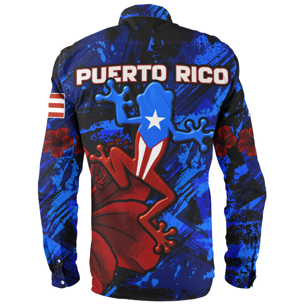 Puerto Rico Long Sleeve Shirt Coqui Frog Flag Hibiscus Tropical Floral Pride