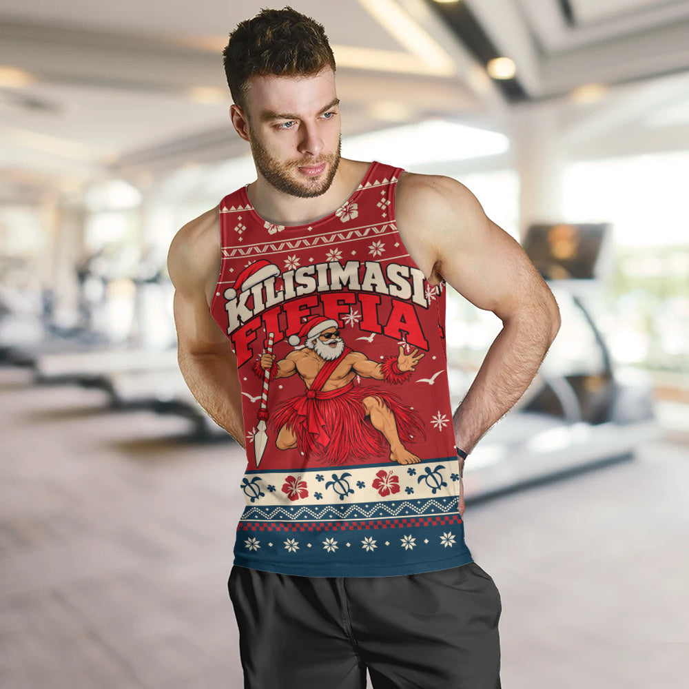 Tonga Tank Top Ugly Christmas Kilisimasi Fiefia Tongan Warrior Santa