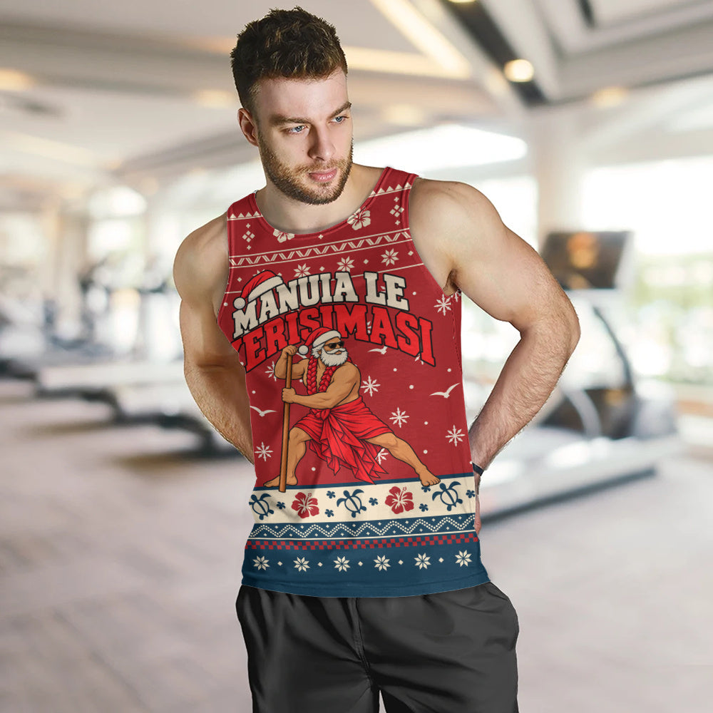 Samoa Tank Top Ugly Christmas Manuia le Kerisimasi Samoan Warrior Santa