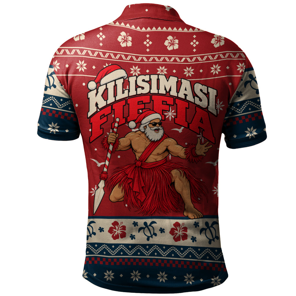 Tonga Polo Shirt Ugly Christmas Kilisimasi Fiefia Tongan Warrior Santa