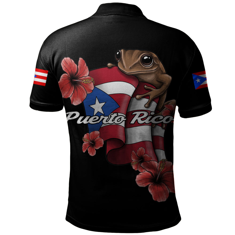 Puerto Rico Polo Shirt Black Puerto Rican Flag Hibiscus Floral Boricua Pride