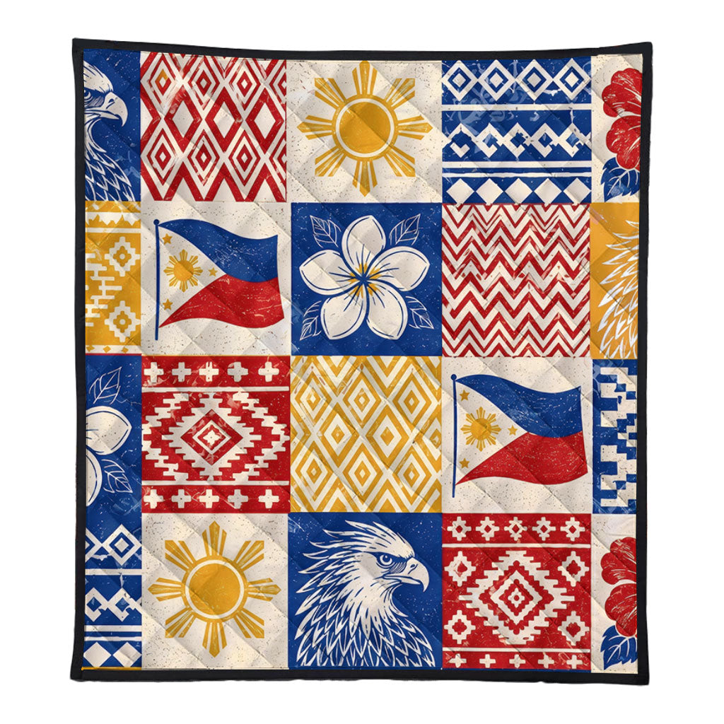 Philippines Filipinos Premium Quilt Eagle Sun Flag Sampaguita Geometric Quilt Style